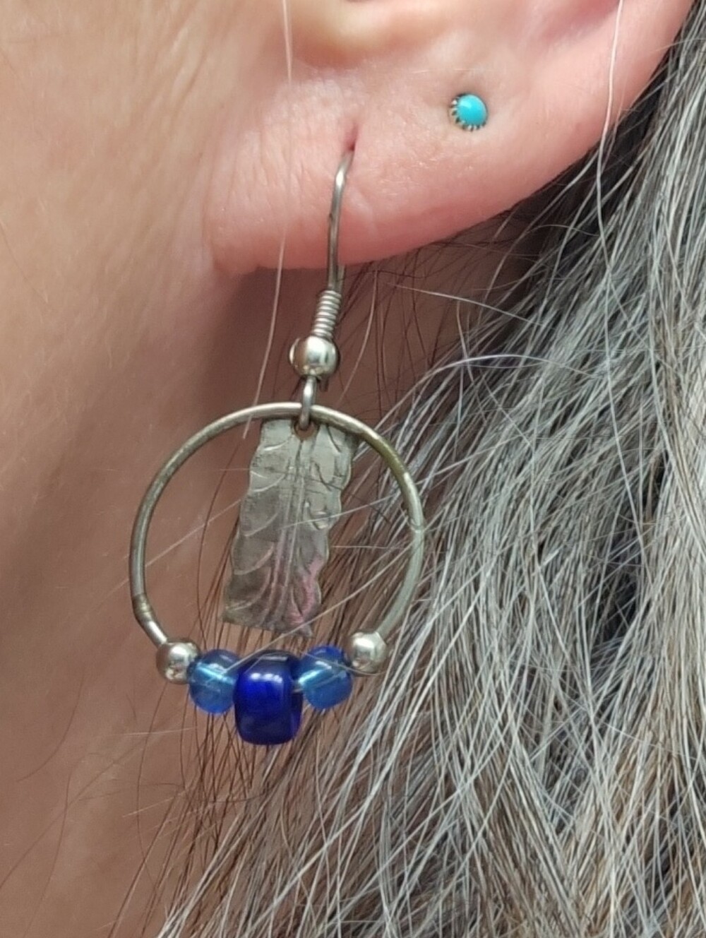 Handcrafted Blue Bead Hoop Earrings - Women Jewelry